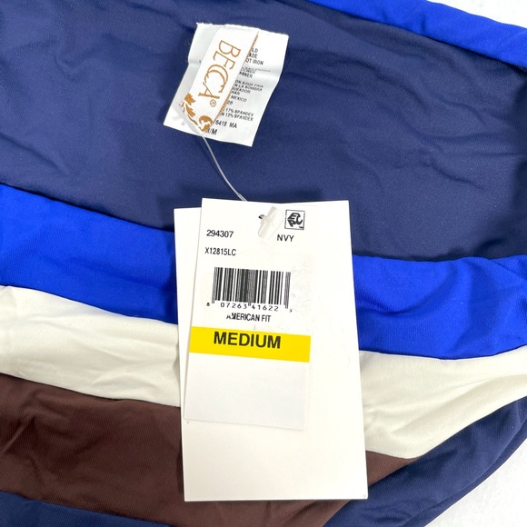 Becca Swim Bottoms Size Medium Colour Block Royal Blue Navy Blue and Brown - Picture 3 of 5